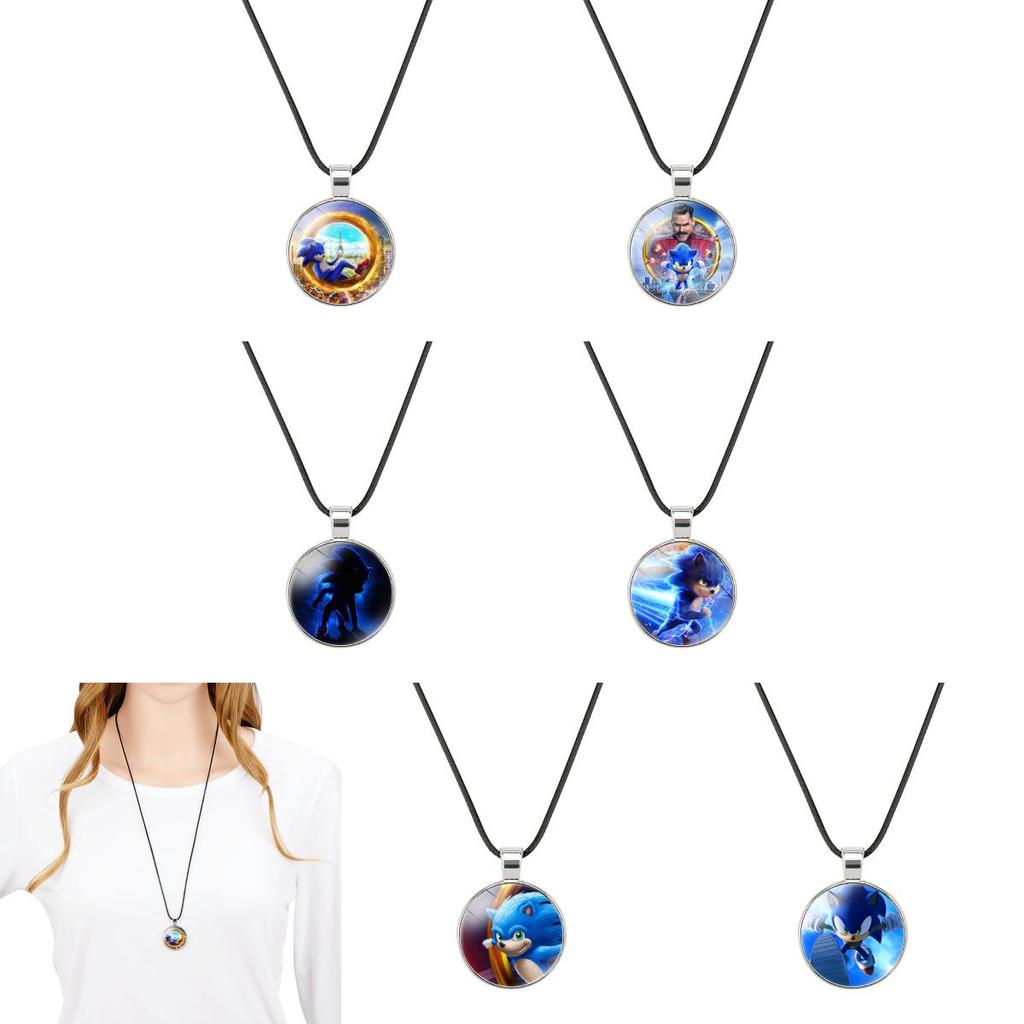 Sonic The Hedgehog Zeitstein Halskette Weiches Wachsband Hypoallergen Cartoon Anhänger