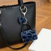 Key Ring with Pompom Leopard Print Plush Handbag Keychain, Mini Bag Pendant Retro Style Keychain Pompom, Backpack Decorative Accessory for Women Girls