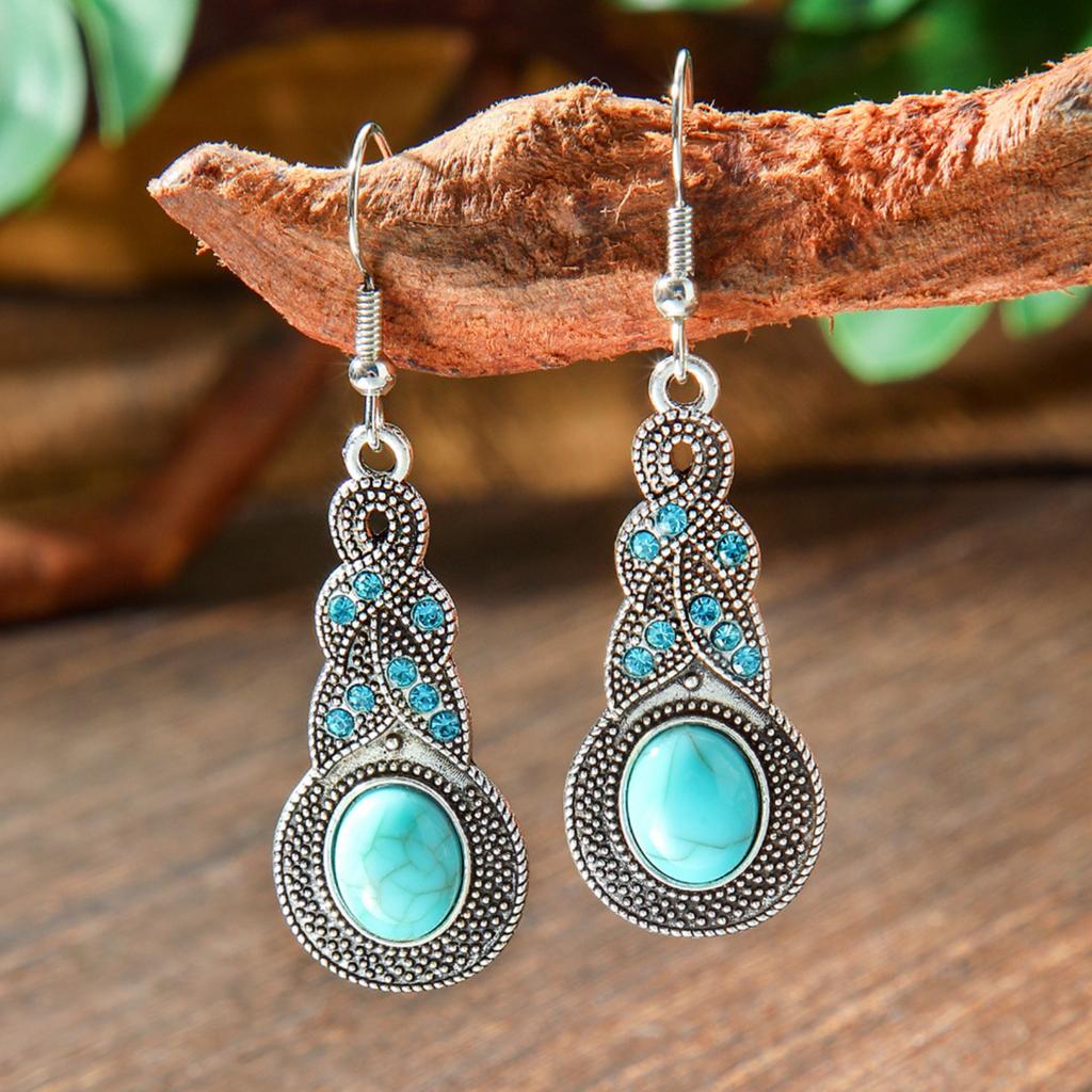 Orecchini da Donna Vintage Blu Cristallo Personalizzati Orecchini Generosi