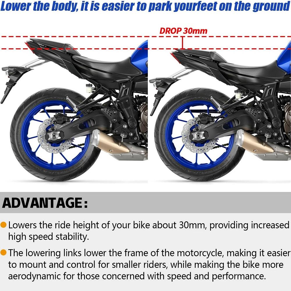 25-40mm Motorcycle Rear Suspension Shock Absorber Body Seat Lowering Kit Linkage For Yamaha MT07 FZ07 XSR700 YZF R7 Tracer 700
