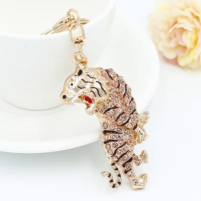 Portable Key Ring Fine Workmanship Alloy Tiger Rhinestone Keyring Keychain for Friends