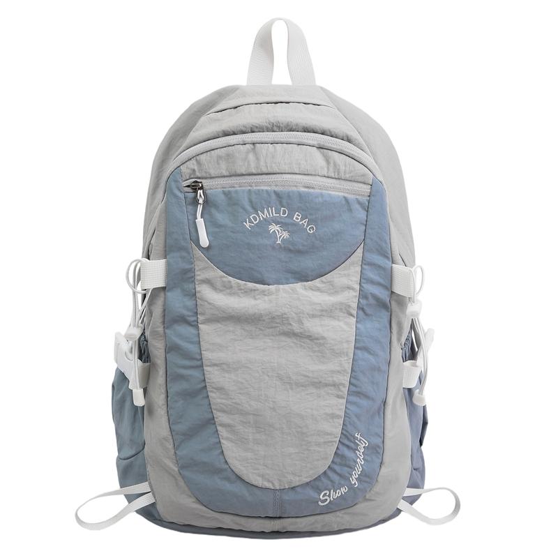 

Рюкзак с контрастной строчкой Унисекс Легкий дорожный рюкзак Студенческий школьный рюкзак Large серый/синий