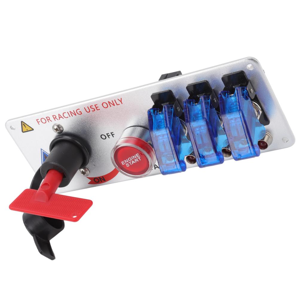 5-in-1 12V LED Kippschalter Zündpanel mit Motorstart-Druckknopf für Rennwagen Wohnmobil LKW