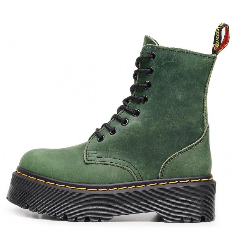 First layer thick bottom hole locomotive boots women, side zipper Crazy Horse brown short boots leather loose