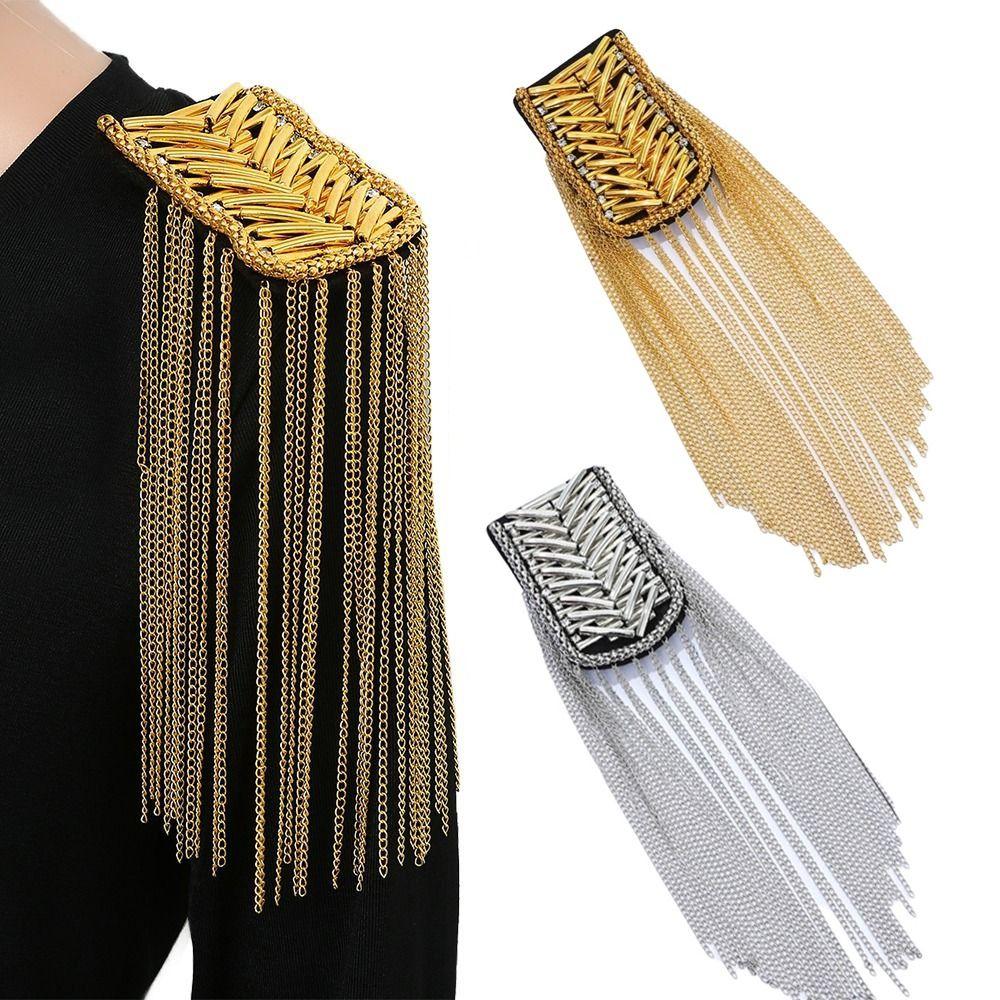 Long Chain Shoulder Jewelry Pin Beads Shoulder Brooch Delicate Clothing Accessories  for Men Women