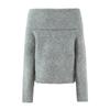 French Winter Off-Shoulder Soft Knit Sweater - Solid Color Loose Pullover