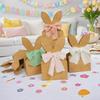 12PCS Cartoon Easter Rabbit Candy Gift Box 3D Bunny Ear with Ribbon Bow Rabbit Cookie Bag DIY Kraft Paper Bunny Gift Bag