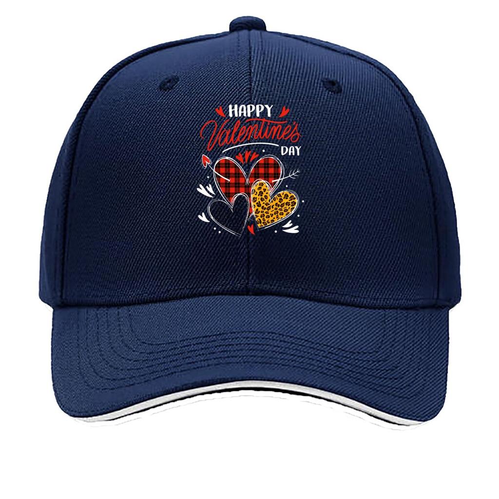 Valentines Script Buffalo Plaid Leopard Heart Design Sandwich Baseball Cap Unisex Women Sun Cap Outdoor Workouts Hat