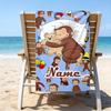 1pc Curious George2 Beach Towel with Custom Name, Beach/Swimming/Bath/Picnic/Camping Towel, Suitable for Seaside Beaches