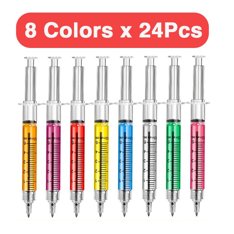 16-48Pcs Syringe Pens Retractable Fun Nurse Pens Novelty Multi Colors Medical Ballpoint Pens Gifts for Nurses Nursing StudentPen