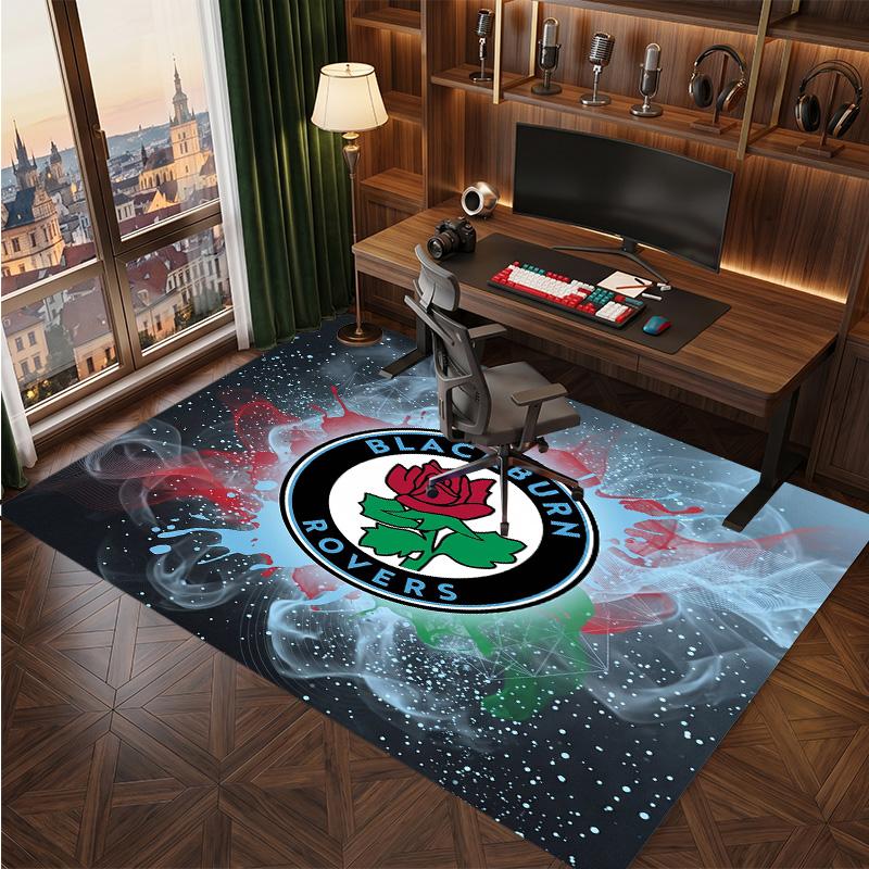 Blackburn Rovers Football Print Crystal Velvet Rug, Comfortable Water Absorbent Non Slip Indoor Floor Carpet