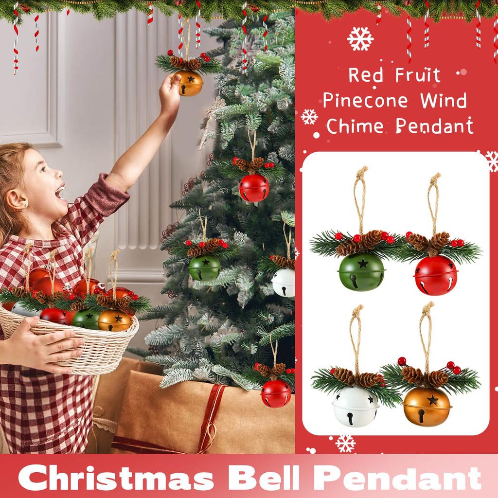 Christmas Bells, Door Hanging Bells, Red Fruit Cones, Wind Chimes, Christmas Tree Ornaments, Christmas Decorations