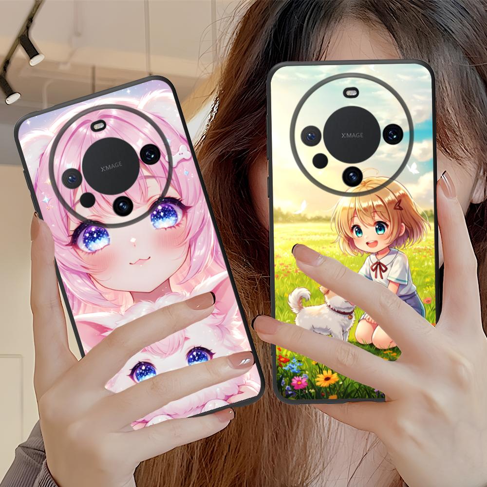 Girl Dog Puppy Matte TPU Mobile Phone Case for Huawei Mate 60 50 40 30 20 10 Pro Plus Lite E 5G Colorful Printing Cover