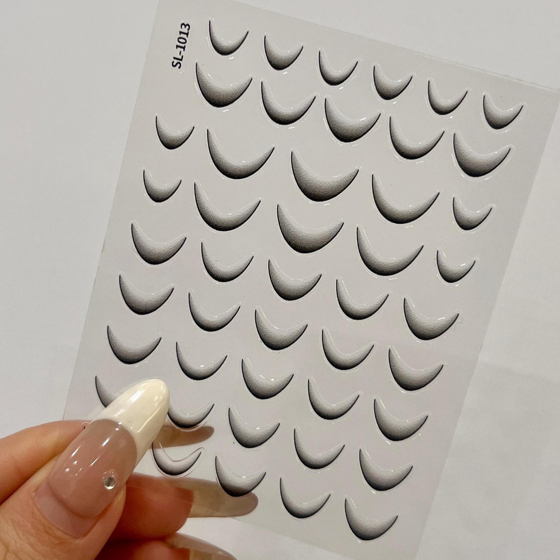 Gradient Black and White French Nail Art Stickers with Adhesive Back