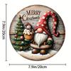 1/2Pcs Christmas Wooden Laminated Sign Hanging Wooden Door Sign Round Christmas Tree Decoration Front Door Welcome Sign Pendant