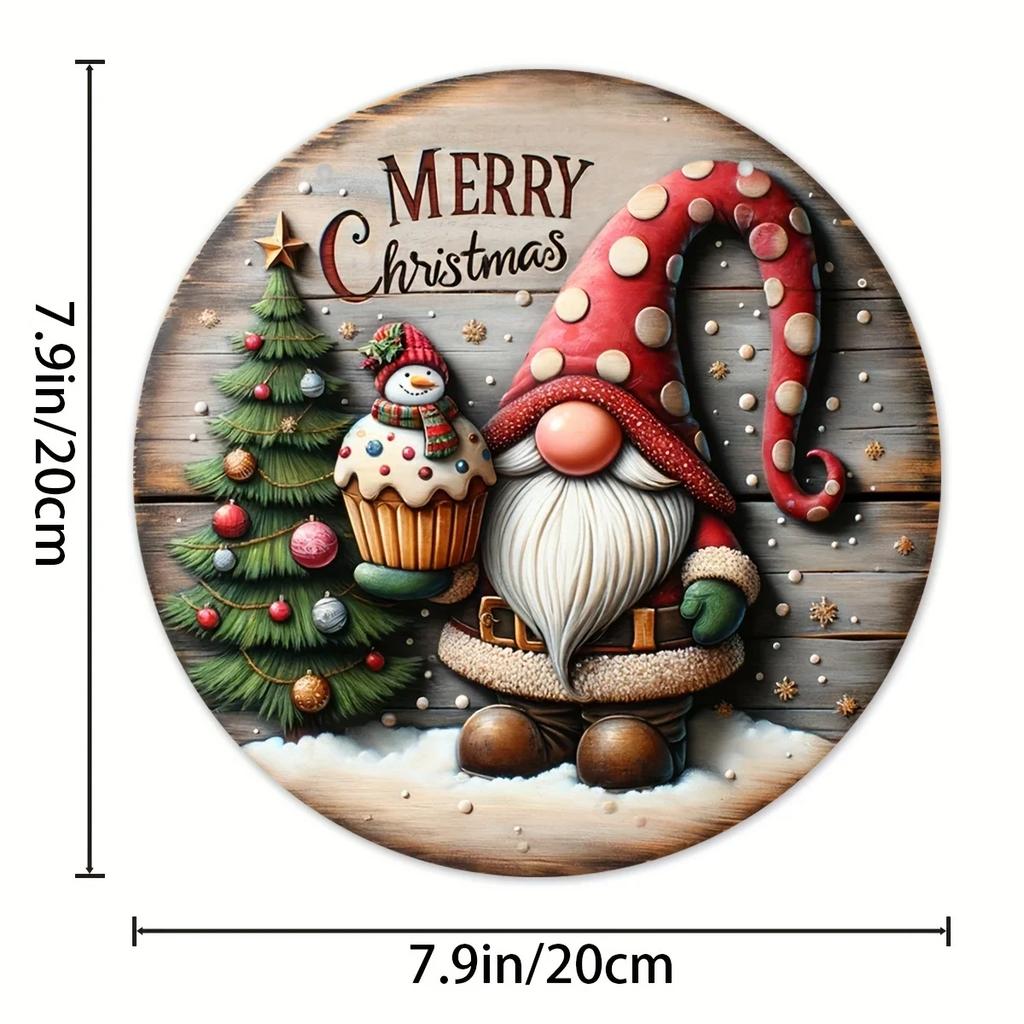 1/2Pcs Christmas Wooden Laminated Sign Hanging Wooden Door Sign Round Christmas Tree Decoration Front Door Welcome Sign Pendant