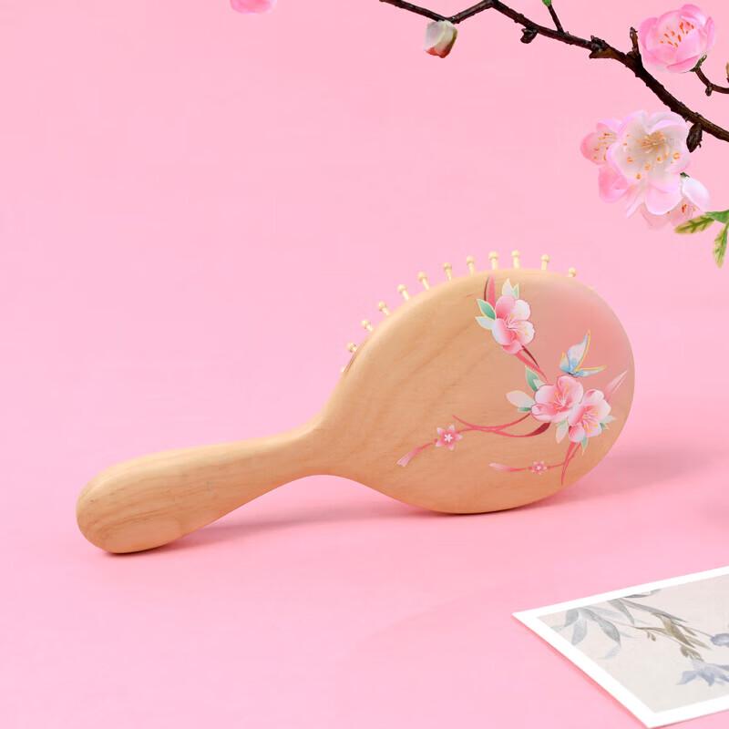 Tan Mujiang Peach Blossom Wooden Air Cushion Comb Gift Set