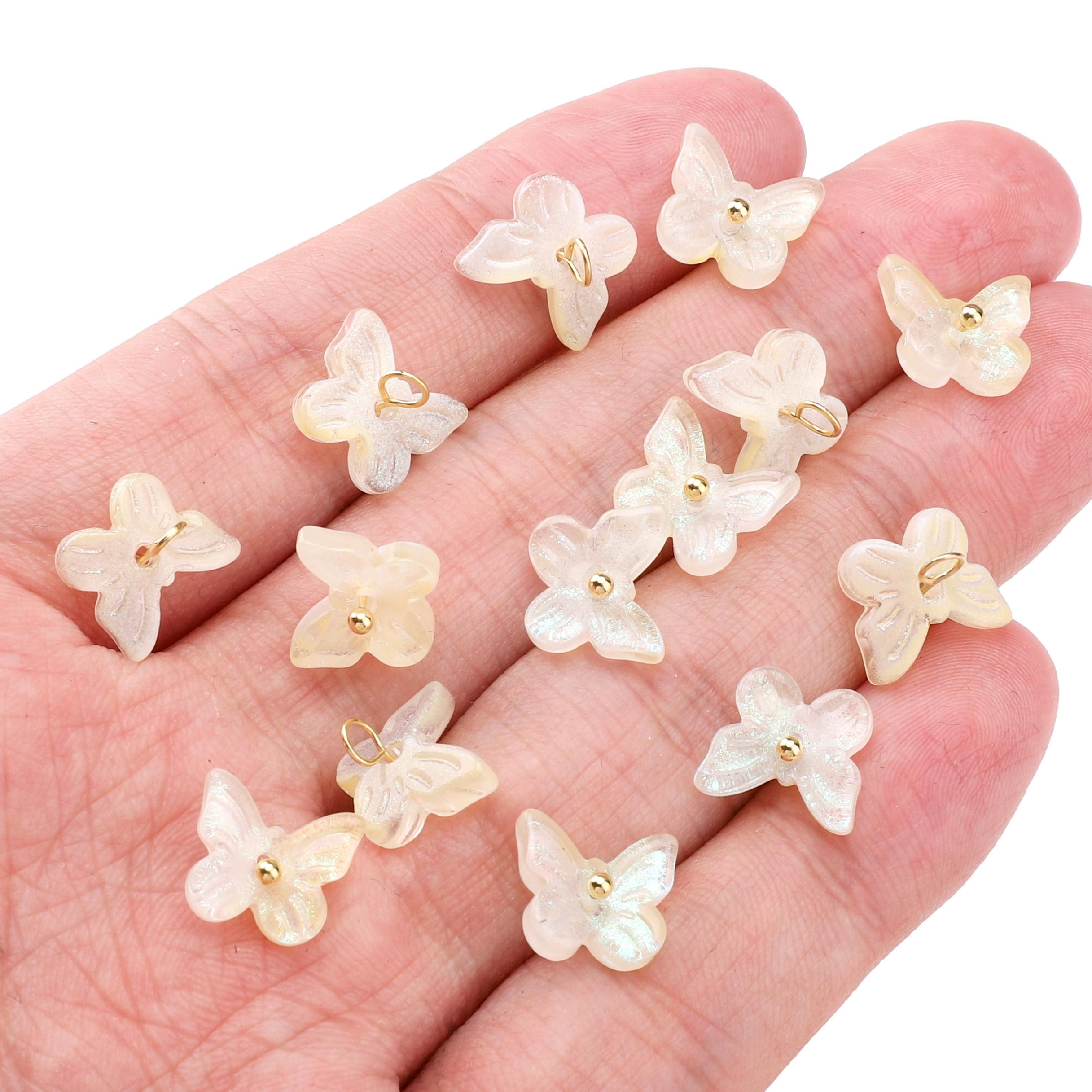 

Glass Plated Butterfly Color Preservation Pendant For Jewelry Making Accessories 10x11mm жовтий