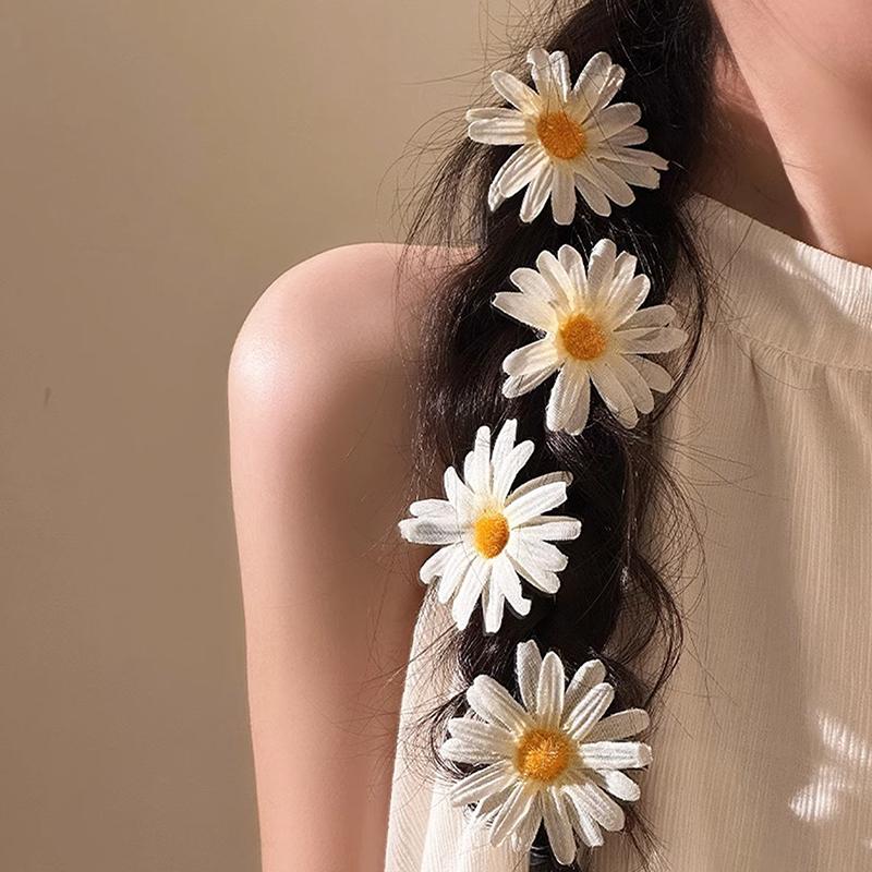 2 szt. Słodkie spinki do włosów z stokrotkami, klips do grzywki na bok, urocza mała spinka do włosów w kształcie słonecznika, damskie akcesoria do włosów do codziennego użytku