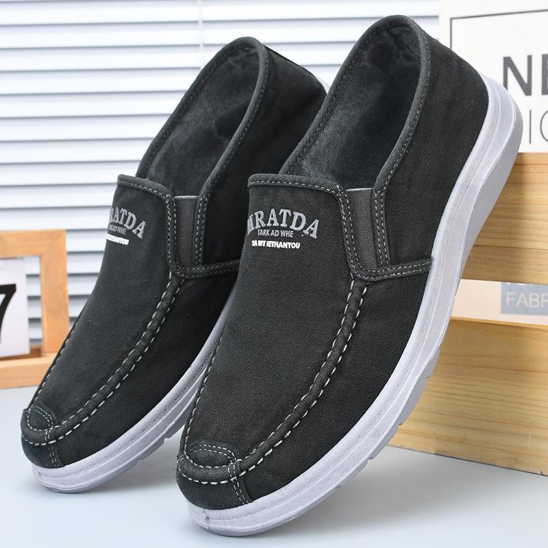 Old Beijing Cloth Shoes Men's High-end Non-slip and Wear-resistant Soft-soled Shoes One-pedal Elderly Shoes Casual Shoes Work Canvas Shoes