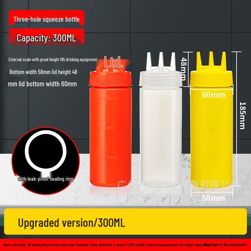 Flacone Squeeze in Plastica a Tre Fori con Ugello per Condimenti - Ideale per Salsa per Insalata, Ketchup, Salsa di Soia e Condimenti.