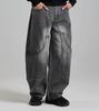 Beoteunseoul Out-Pocket Curved Volume Denim Pants (Dark Gray)