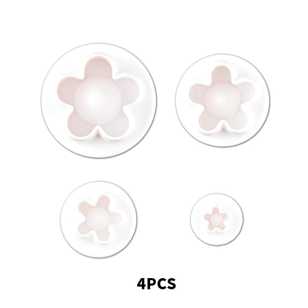 4 Pièces Moule en Plastique pour Gâteau Fleur Démoulage Ustensile de Cuisson Chocolat Antiadhésif Mariage Fondant Bougie Savon Moule DIY