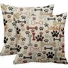 Emvency Set of 2 Decorative Throw Pillow Cover King Size 18x18 Inches Dog Bones and Paw Prints Pillowcase with Hidden Zipper Decor Cushion Gift for