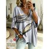 Printed Plus-Size Women's V-Neck Batwing Sleeve T-Shirt Bohemian Ethnic Print Loose Top Summer Comfortable Breathable Daily Commute Casual