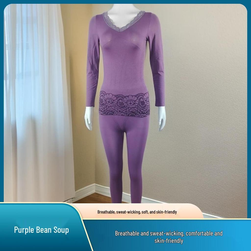 Women's Jacquard Round Neck Body Shaping Underwear Set - Pilling Resistant, Non-Fading, Soft, and Comfortable