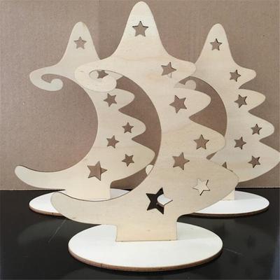 Wood Slices With Stand Natural Unfinished Christmas Wooden Tree Star Crafts For Christmas Ornaments Xmas Kids Gifts