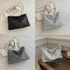 Stylish Korean Style Large Capacity Chic Chain Tote Bag For Women In Black White Silver