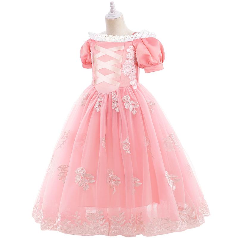Girl Pink Aurora Cosplay Princess Dress Up Kids Christmas Halloween Tulle Fancy Rapunzel Costume for Children Girls Birthday