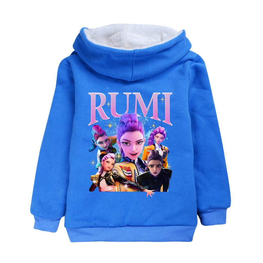 4805 Kinder Mädchen Kpop Zoey Mira Rumi Rumi Mantel Langärmlig Samt Warm Winterjacke