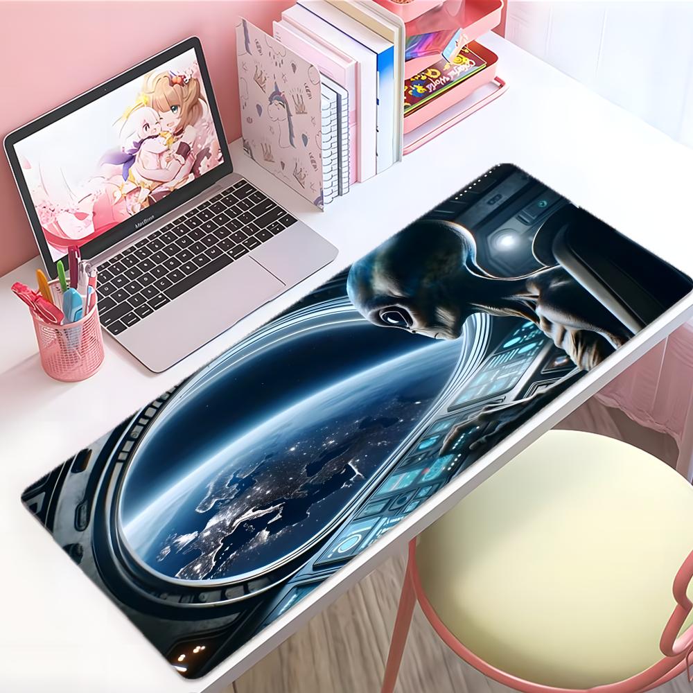 Theme Mysterious Uufo Encounter Mouse Pad Large Thick Desk Pad Stitched Edges Gaming Mouse Mat For Pc