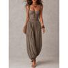 Womens Lace Trimmed Sleeveless Wide Leg Jumpsuit 2026 Boho Chic Romper In Gray Cream White Green Black Brown