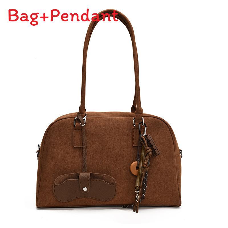 

Boston Bag Small Pu Crossbody With Zipper Pocket For Daily Use Brown