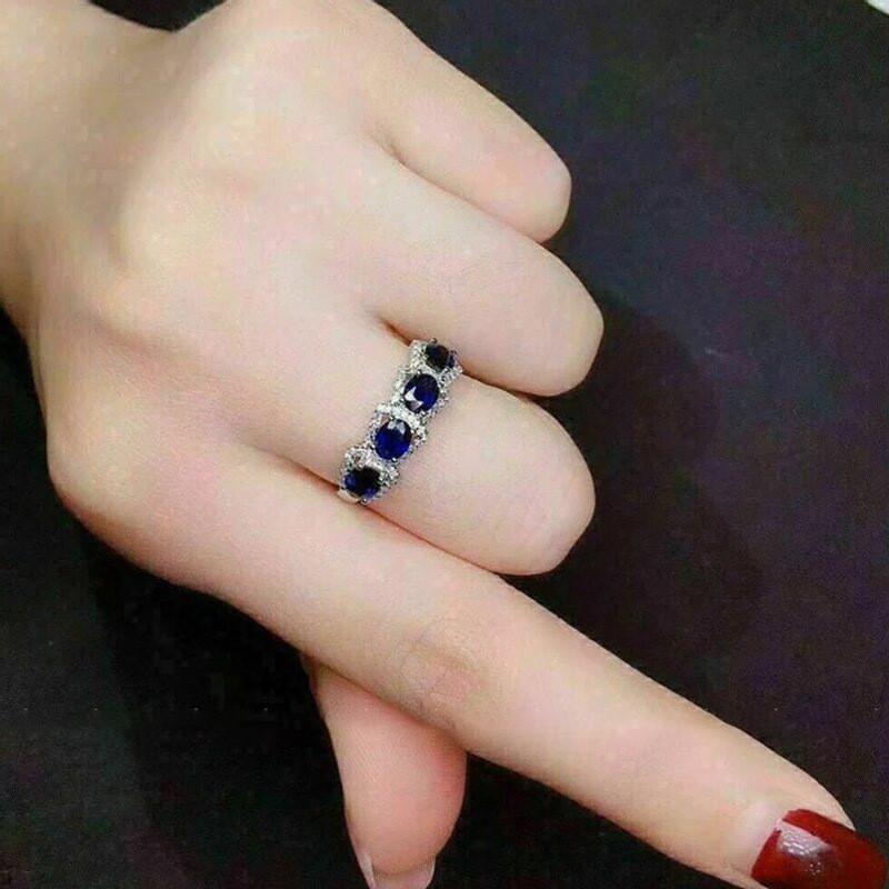 CopperLuxury Oval Blue Cubic Zirconia Ring for Women Fashion Wedding Bands Accessories Party Statement Jewelry