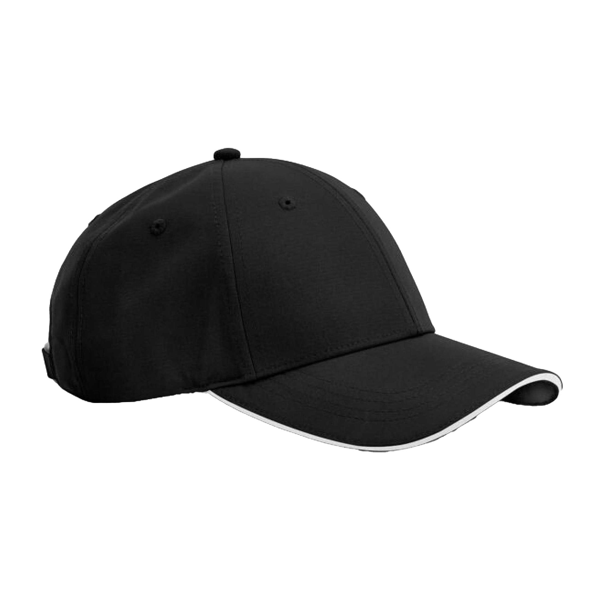 Beechfield Team Sports-Tech Baseballpet One Size zwart/wit