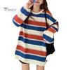 Belly-hiding Women Top Striped Thin Pullover Sweatshirt Soft Stretchy And Stylish Flattering Loose Fit Women's for Maximum Comfort