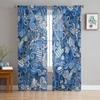 Abstract Nautical And Marine Sheer Curtains for Living Room Transparent Tulle Window Curtain Bedroom Kitchen Decor Veil Drapes