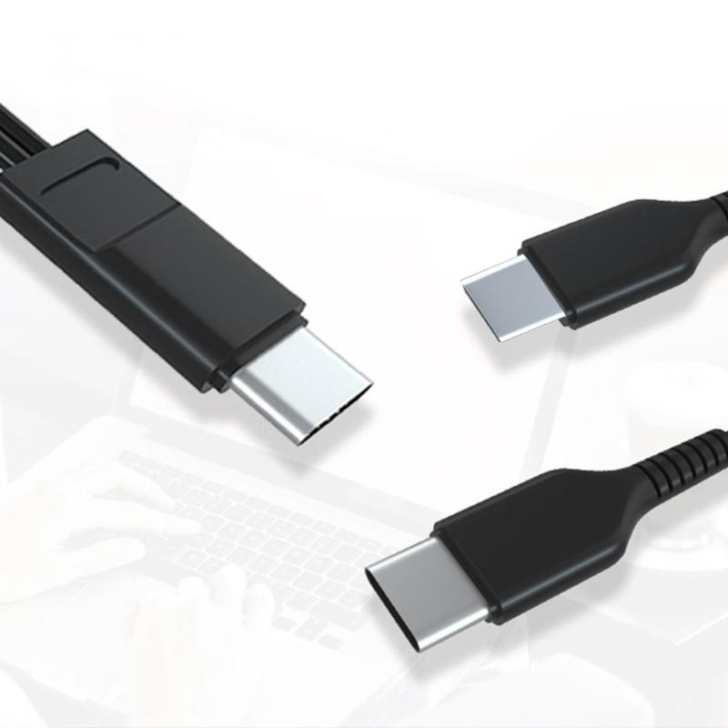 20cm/1m Type-C Charging Cable to Double Type-C Connector Cord Tablet Phone Charge Wire for Home Office and Travellers