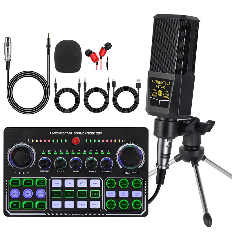 F998 Type-C Sound Card & Microphone Set for Live Broadcasts and Podcasts