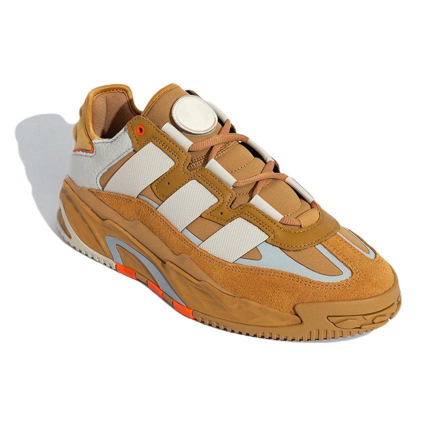 Adidas Originals Niteball 1.0 Leather Classic Sports Slip-Resistant Durable Low-Top Lifestyle Casual Shoes Unisex Sneaker Brown Yellow ID4090