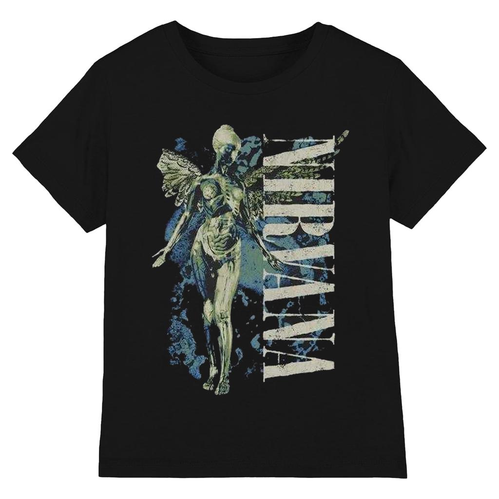 Nirvana Unisex Adult Vertical Logo T-Shirt