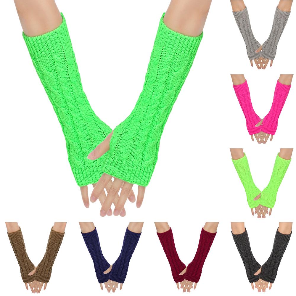 Cable Knit Fingerless Arm Warmers - Thick Winter/Autumn Long Gloves