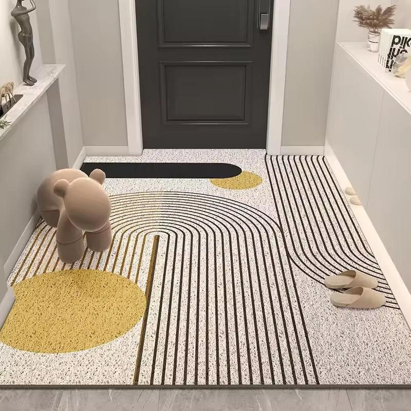 Wave Point Non-slip PVC Retro Entrance Doormat Floor Mats Silk Loop for Entryway Porch Hallway Home Decor Dust Removal Carpet