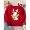 Kids Crewneck Sweatshirt, Cute White Rabbit Carrot Print Long Sleeve Casual Top for Spring Autumn