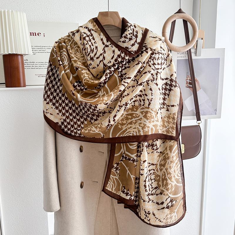 Oversized Korean Linen Shawl Dual-purpose Silk Scarf Travel Photo Sun Protection Beach Towel Extended Scarf Women's Versatile