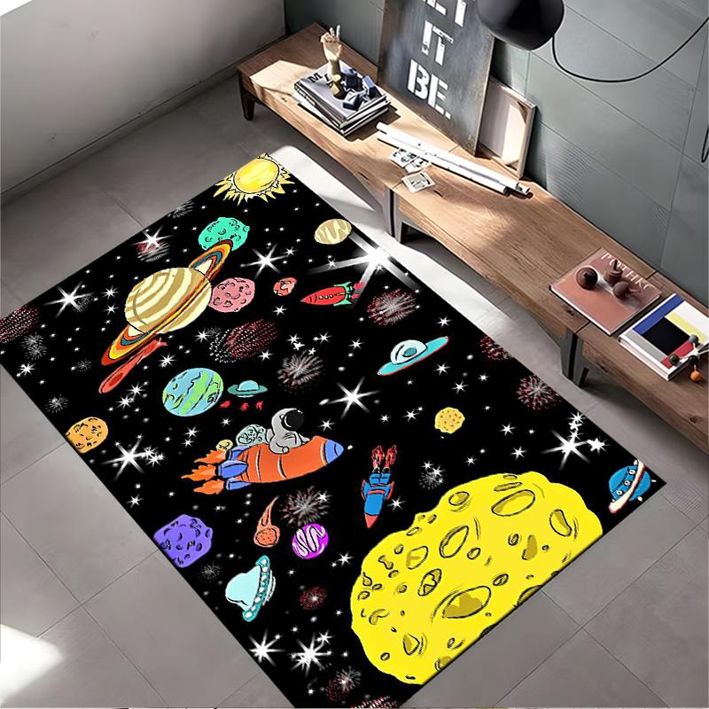 Colorful Space Adventure Rug - Non-slip rug suitable for living room and bedroom sofas.